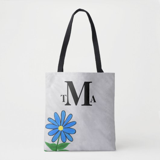 Monogram Blue Daisy Tote Bag (Voorkant)