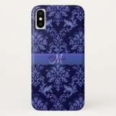 Monogram Blue Damask iPhone Case (Achterkant)