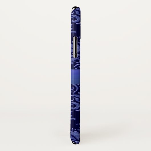Monogram Blue Damask iPhone Case (Achterkant / rechts)