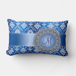 Monogram Blue Damask Kussen