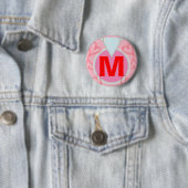 Monogram Blue Diamond Red Hearts Ronde Button 5,7 Cm (In situ)