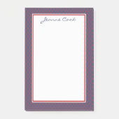 Monogram Blue en Red Quatrefoil Trellis Pattern Post-it® Notes (Voorkant)