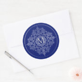 Monogram Blue en Silver Filigree Motif Stickers (Envelop)