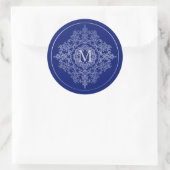 Monogram Blue en Silver Filigree Motif Stickers (Tas)