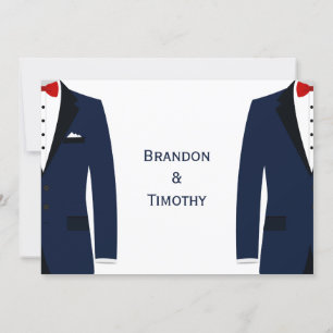 Monogram Blue en White Gay Wedding RSVP Kaart 5x7
