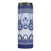 Monogram Blue en White Mexican Talavera Tegel Thermosbeker (Achterkant)