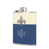 Monogram Blue Faux Metal Fleur de Lis Heupfles (Links)