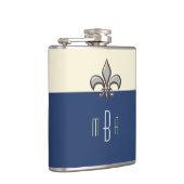 Monogram Blue Faux Metal Fleur de Lis Heupfles (Rechts)