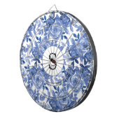 Monogram Blue Floral Botanical Pattern Dartboard Dartbord (Voorkant Rechts)