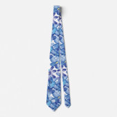 Monogram Blue Floral Botanische Stropdas (Voorkant)