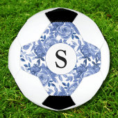 Monogram Blue Floral Pattern Voetbal