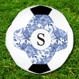 Monogram Blue Floral Pattern Voetbal