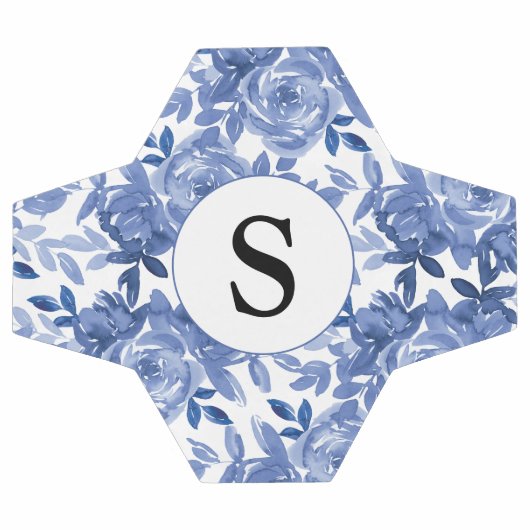 Monogram Blue Floral Pattern Voetbal (Enkel)