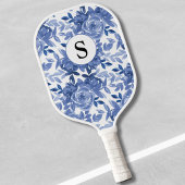 Monogram Blue Floral Pickleball Paddle