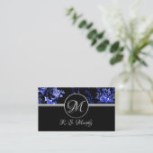 Monogram Blue Floral Visitekaartje (Staand voorkant)