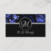 Monogram Blue Floral Visitekaartje (Voorkant)