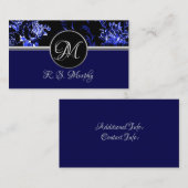 Monogram Blue Floral Visitekaartje 2 (Voorkant / Achterkant)