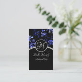 Monogram Blue Floral Visitekaartje 3 (Staand voorkant)