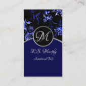 Monogram Blue Floral Visitekaartje 4 (Voorkant)