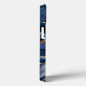 Monogram Blue Glitter Agate Marble Trendy Case-Mate iPhone Case (Achterkant / Rechts)