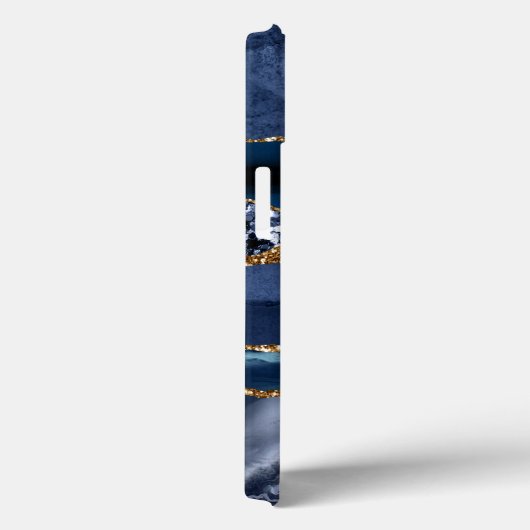 Monogram Blue Glitter Agate Marble Trendy Case-Mate iPhone Case (Achterkant / Rechts)