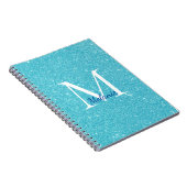 Monogram Blue Glitter Notitieboek (Rechterzijde)