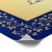 Monogram Blue, Gold Floral Wedding Sign for Church Poster (Hoek)