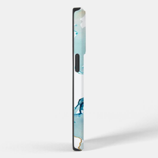 Monogram Blue Gold Wash Waterverf Abstract Case-Mate iPhone Case (Achterkant / Rechts)