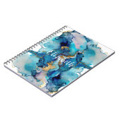 Monogram Blue Gold Wash Waterverf Abstract Notitieboek (Linkerzijde)