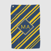 Monogram Blue Golden Yellow Striped Golfhanddoek (Voorkant)