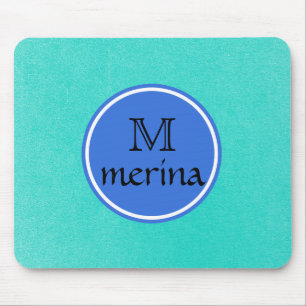 Monogram Blue Green Gold Circle Muismat