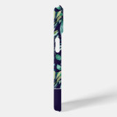 Monogram Blue Green Waterverf Botanisch Patroon Case-Mate iPhone Case (Achterkant / Rechts)