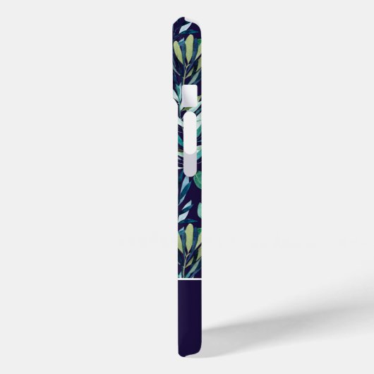 Monogram Blue Green Waterverf Botanisch Patroon Case-Mate iPhone Case (Achterkant / Links)