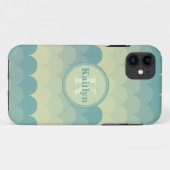 Monogram Blue Green Wave Pattern Case-Mate iPhone Case (Achterkant (horizontaal))