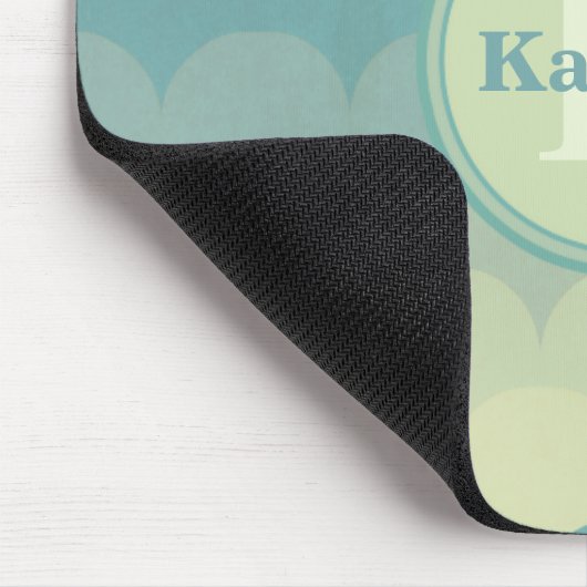 Monogram Blue Green Wave Pattern Muismat (Hoek)
