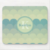 Monogram Blue Green Wave Pattern Muismat (Voorkant)