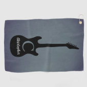 Monogram Blue Grey Electric Guitar Golfhanddoek (Horizontaal)