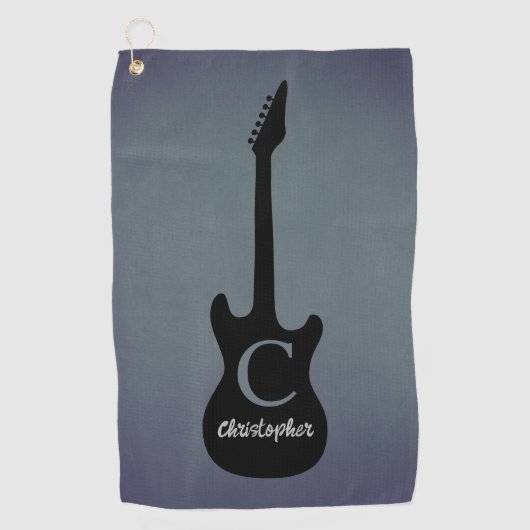Monogram Blue Grey Electric Guitar Golfhanddoek (Voorkant)