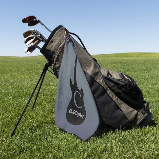 Monogram Blue Grey Electric Guitar Golfhanddoek (Groen)