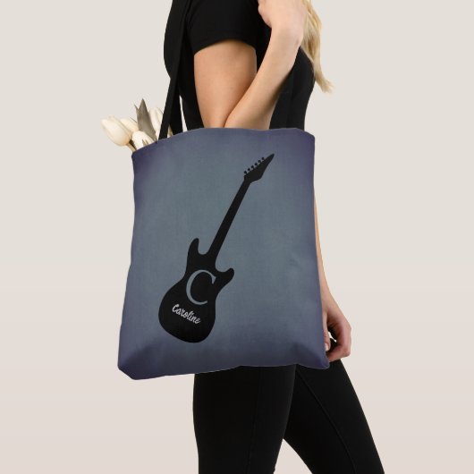 Monogram Blue Grey Electric Guitar Tote Bag (Dichtbij)