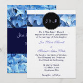Monogram Blue Hydrangea Wedding Kaart (Voorkant / Achterkant)