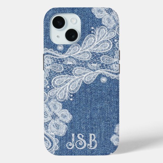 Monogram Blue Jean Denim iPhone / iPad hoesje (Achterkant)
