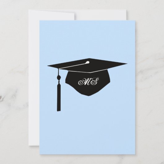 Monogram Blue Leopard Graduation Party Invitation Kaart (Achterkant)