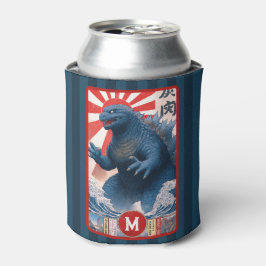 Monogram Blue Lizard Monster Bold Retro Cool Fun Blikjeskoeler