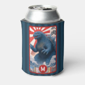 Monogram Blue Lizard Monster Bold Retro Cool Fun Blikjeskoeler (Blikje Achterkant)