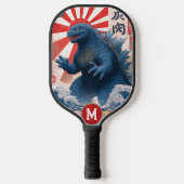 Monogram Blue Lizard Monster Retro Trendy Pickleball Paddle (Voorkant)