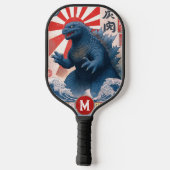 Monogram Blue Lizard Monster Retro Trendy Pickleball Paddle (Achterkant)