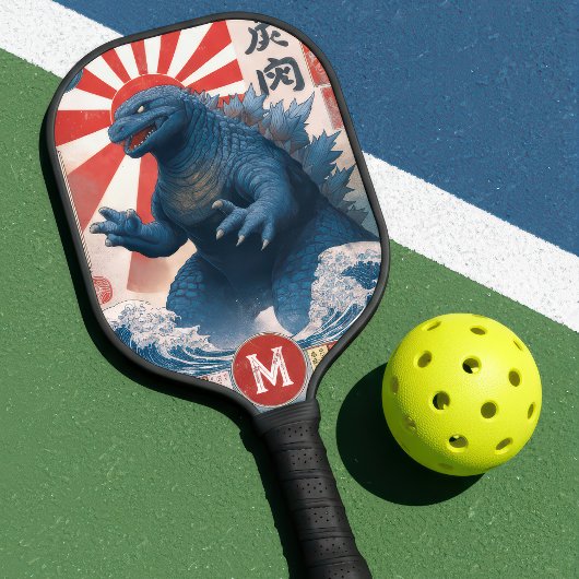 Monogram Blue Lizard Monster Retro Trendy Pickleball Paddle