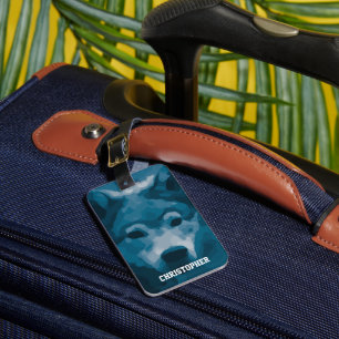 Monogram Blue Lone Wolf Bagagelabel