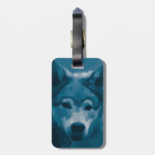 Monogram Blue Lone Wolf Bagagelabel (Achterkant verticaal)